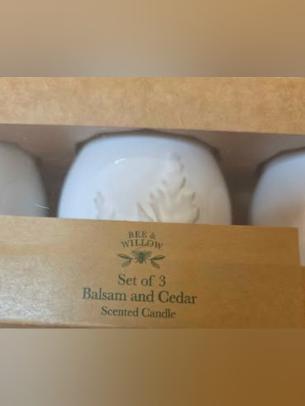 3 Candles by Bee and Willow/ Balsam and Cedar scented 2.5" x 2.5" , 4oz candles